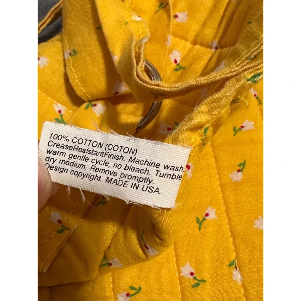 Now Designs Yellow Quilted Floral Apron 100% Cotton Made in USA Cottagecore Bib